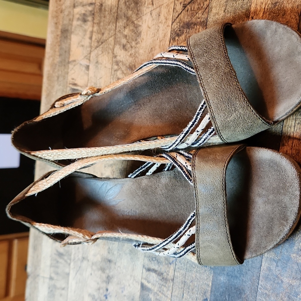 Patagonia wedge sandals leather strappy braided
